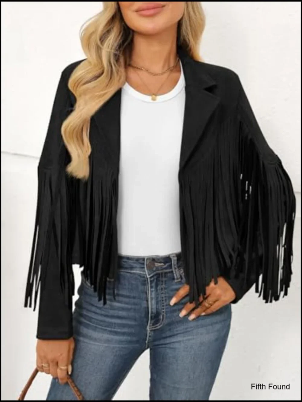 Cropped Faux Suede Fringe Jacket Western Cowgirl Concert Outfit - Picture 2 of 6